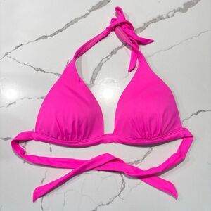 PINK By Victoria's Secret Women’s Neon Pink Push Up Halter Bikini Swimsuit Large
